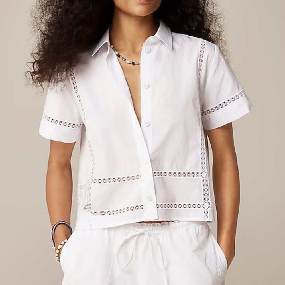 J. Crew Gamine eyelet-trim shirt Size 6